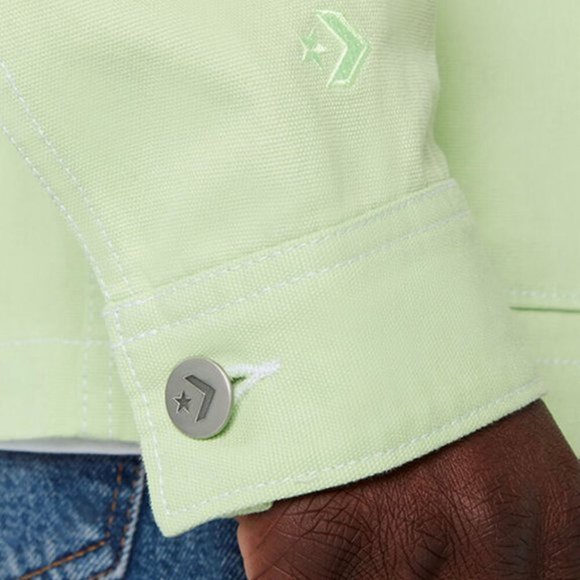 💖MEGA SALE💖Converse Mens 10020896-A07 Zip Front Long Sleeve Shirt Cotton Green - Picture 7 of 12